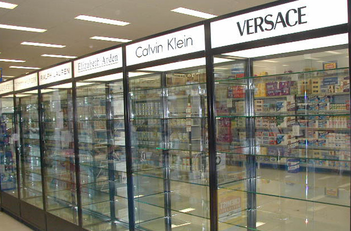 Upright Glass Display Cabinets by Showfront - Cosmetics