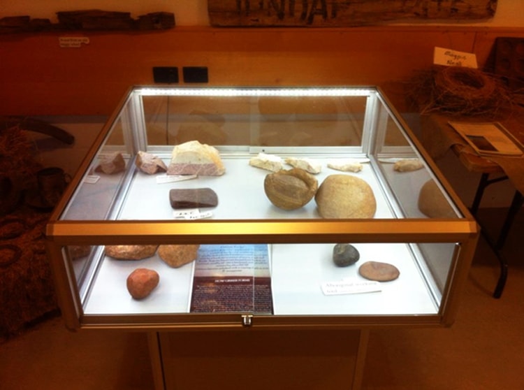 Showfront's mushroom display cabinet at Birdsville Information Centre