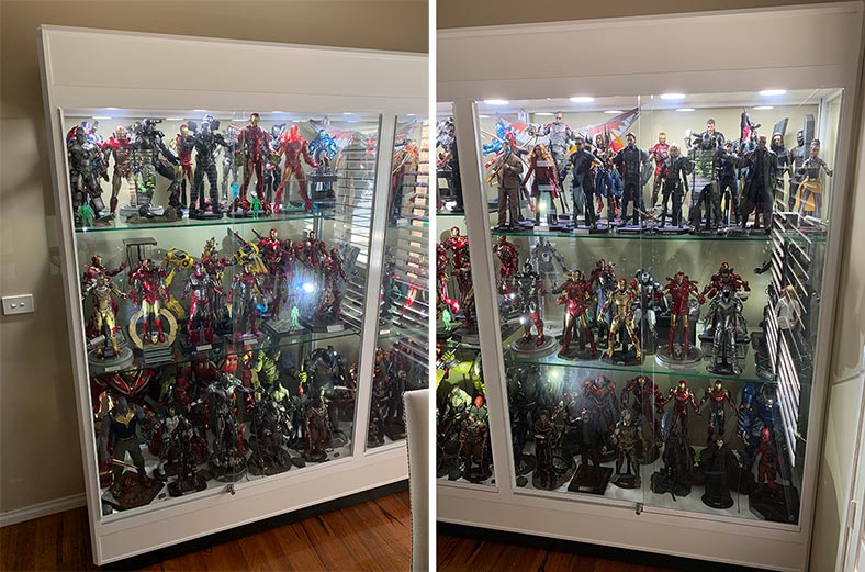 Showfront TPFL 2000 superhero figurine display case in white offers plenty of space for collections.