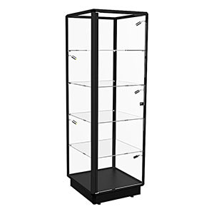 TGL 600 – Tower Display Cabinet with LED Spotlights – Fully assembled - Black