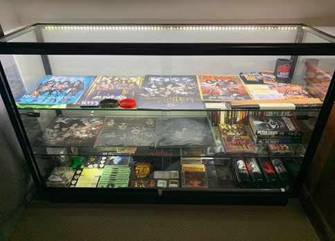 Showfront's CTGL 1200 Full Glass Counter Display Cabinet for memorabilia is a popular choice for music memorabilia