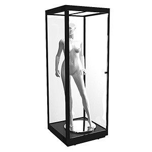Showfront's MANQ800S Tower Display Cabinet is a mannequin tower display cabinet for memorabilia and is great for costume displays