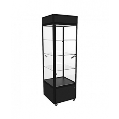 TOBL Hire Tower Display Cabinet with LED Lighting Storage Black White or Silver