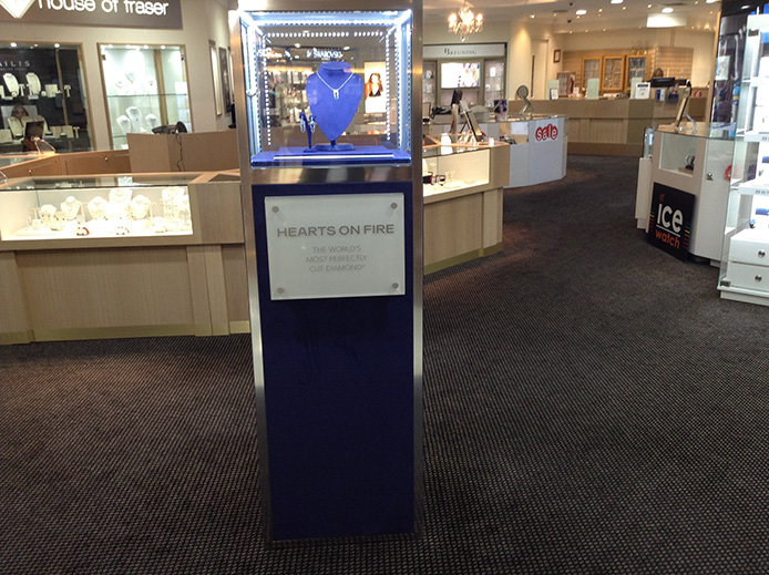 Hearts on Fire - Pedestal Cube Display Case at House of Fraser