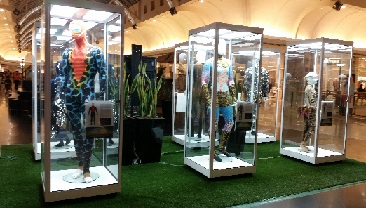 Mannequin display cabinet from Showfront used by Cirque Du Soleil at Highpoint SC
