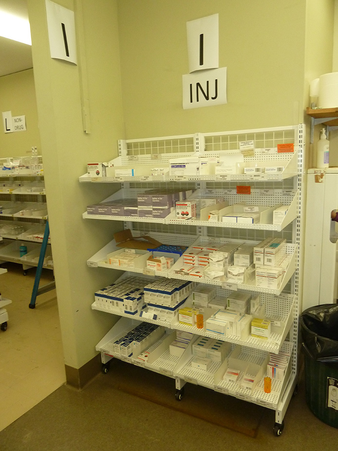 Mobile racking unit with castors at Austin Hospital 