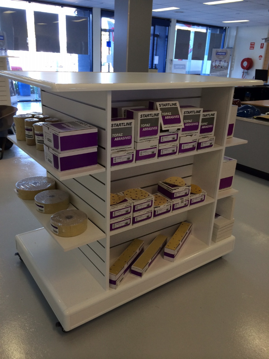 Slatwall Display Unit wth Castors by Showfront