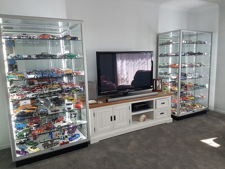 Matt has 2 silver TGL 1000 model car display cabinets from Showfront