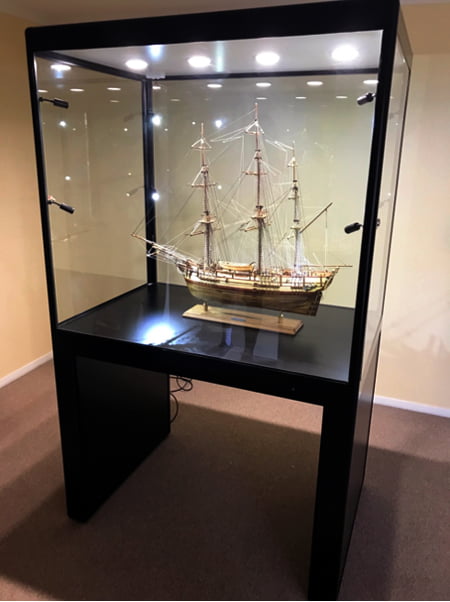 TTC 850 treasury Tower Display Case with model ship by Showfront