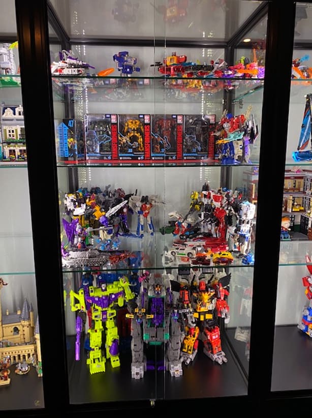 Jason’s Lego Transformers collection is illuminated by vertically placed LED’s along the inside of the Showfront display cabinet frame. 