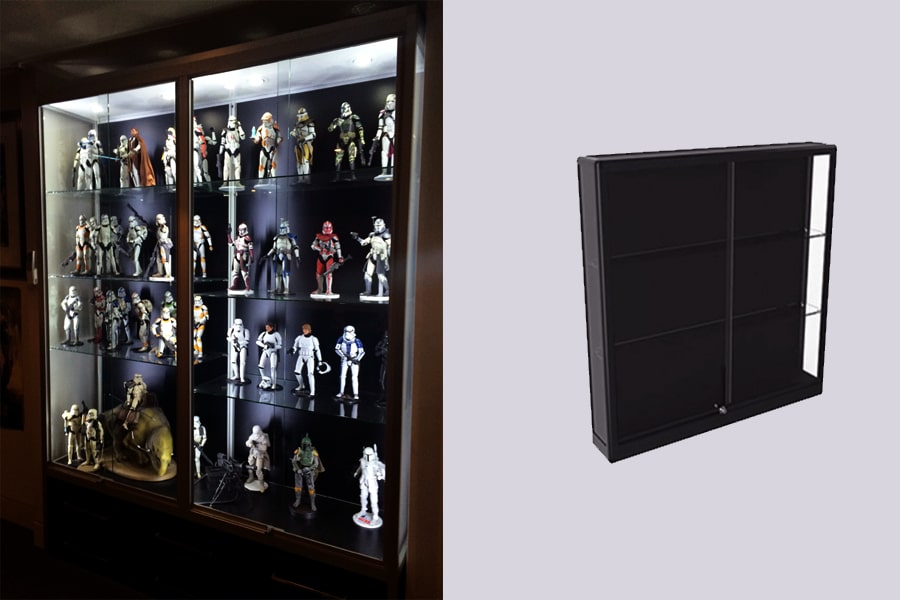 Wall mounted Star Wars action figure display case by Showfront
