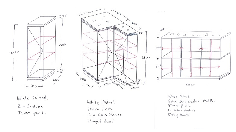 Custom display case drawings by Justin from Showfront