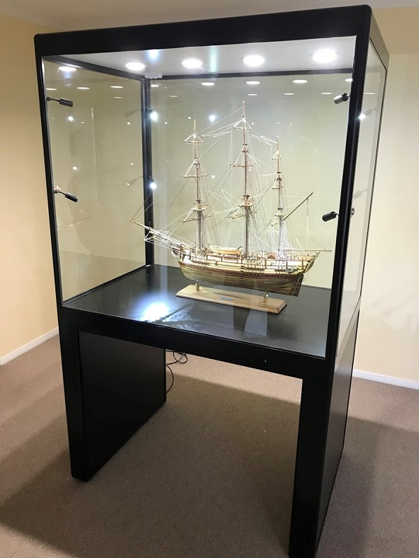 Display your model ship with the Showfront fully customised TTC Treasury Tower Cube display case.