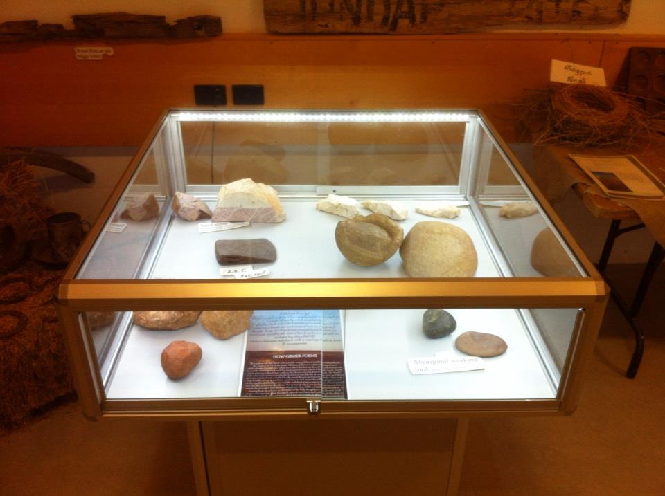 Mushroom display cabinet at Birdsville information centre