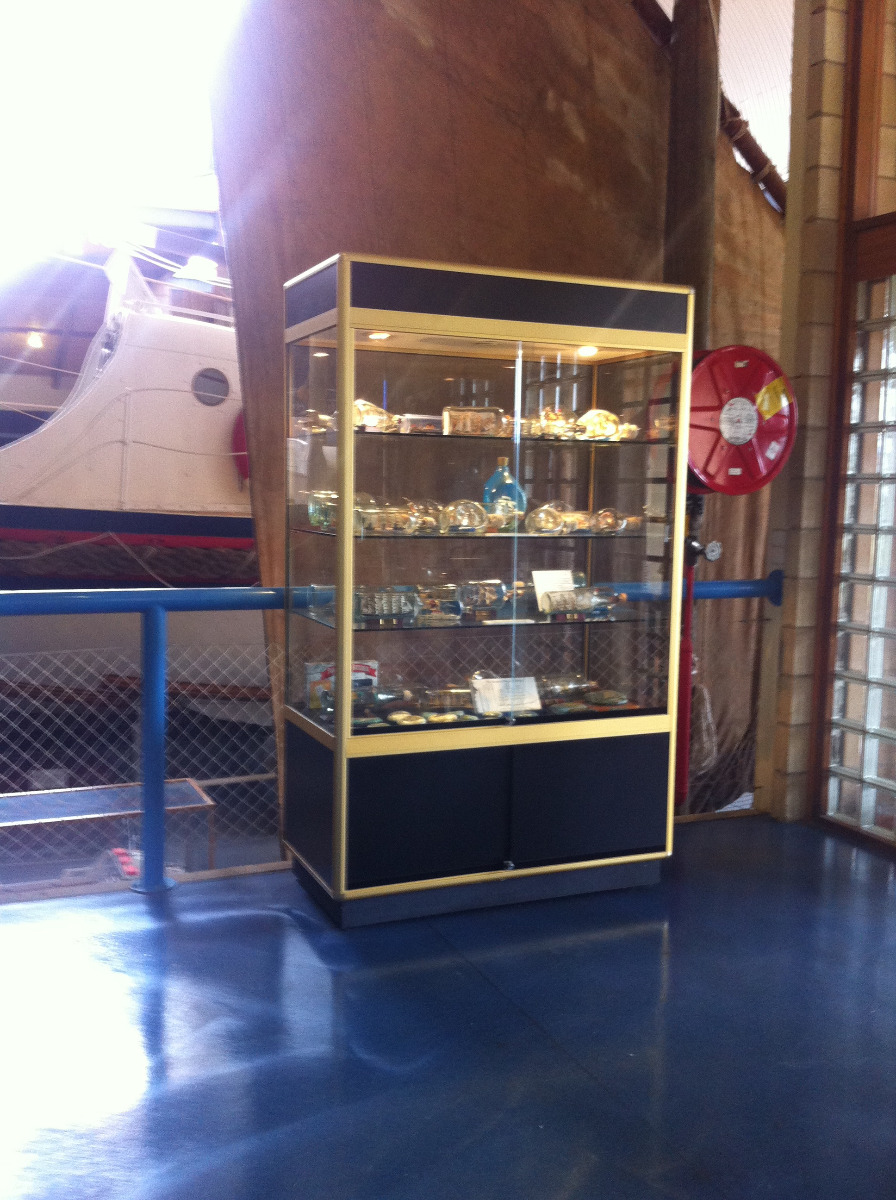 Upright museum display case at the Queenscliffe Maritime Museum, Victoria